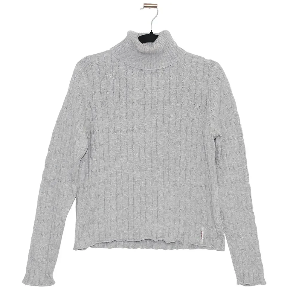 Polo Ralph Lauren Cable Knit Turtleneck Sweater Gray Size XL Made in USA